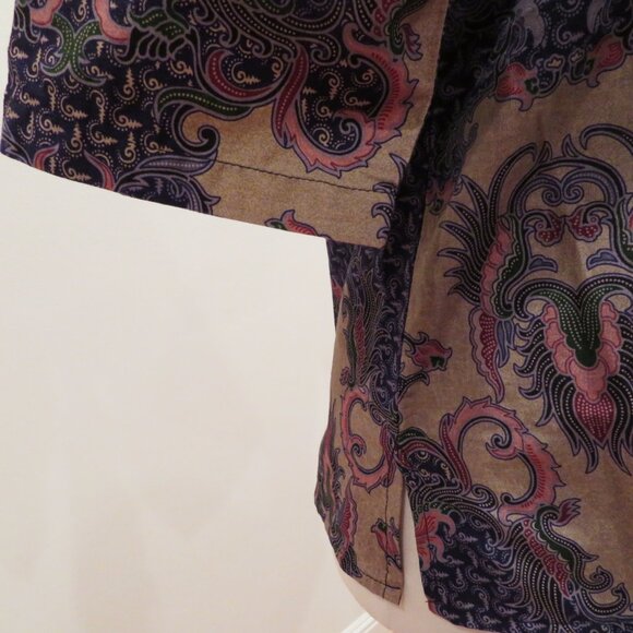 Women Small Blue Thailand Blouse Shirt Jacket Summer Lightweight Cotton Button - Picture 5 of 12